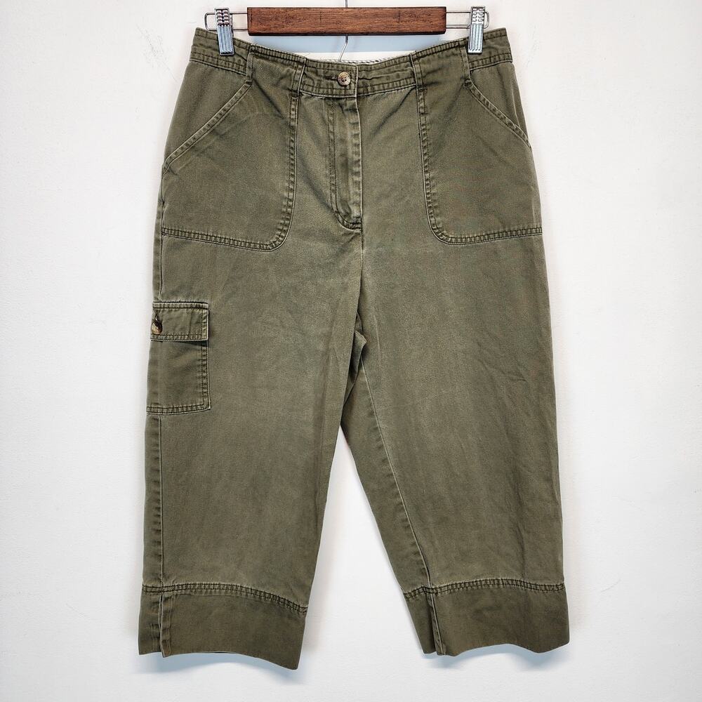 Duck Head Womens Cropped Cargo Pants Size 12P Green 100% Cotton Vintage Y2K
